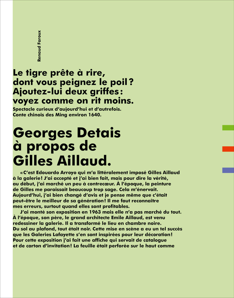 Uli Meisenheimer- Design graphique d’un catalogue pour l’exposition ‘Les carabiniers’, Gilles Aillaud, Eduardo Arroyo et Bernard Rancillac, Galerie Detais, Paris