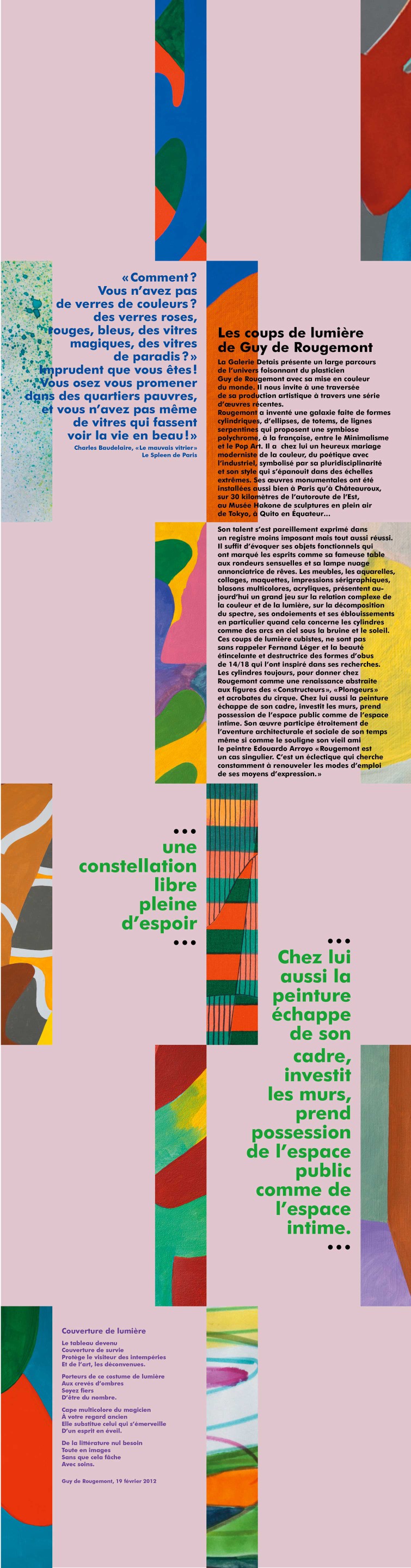 Uli Meisenheimer-Concept et design graphique d’une affiche pour l’exposition 
Guy de Rougemont, Galerie Detais, Paris